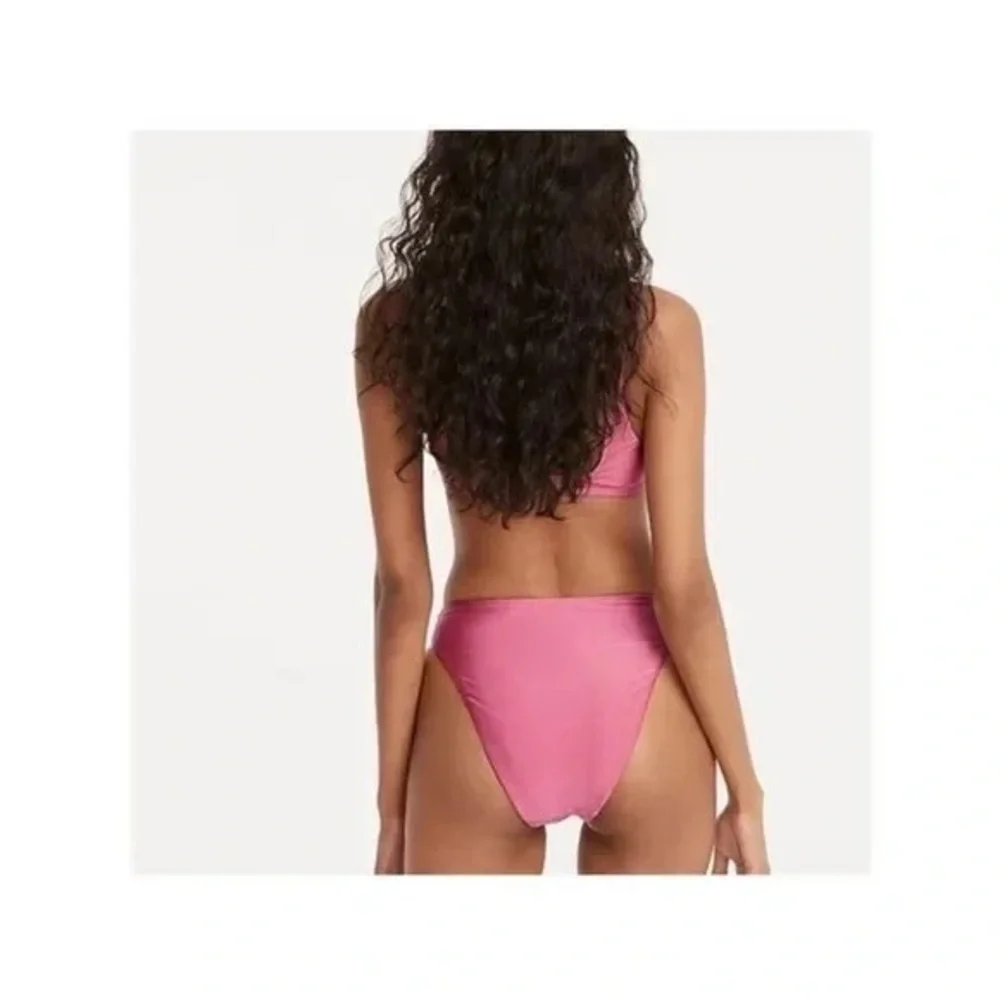 J. Crew | Plus Size Shiny Squareneck Bikini Top + Bikini Bottom Liquid Berry